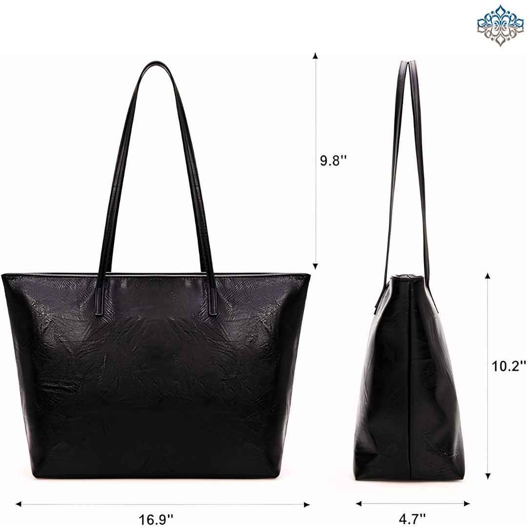 Perssia Cowhide Top‑Handle Bag — Structured • Textured • Quiet Luxury
