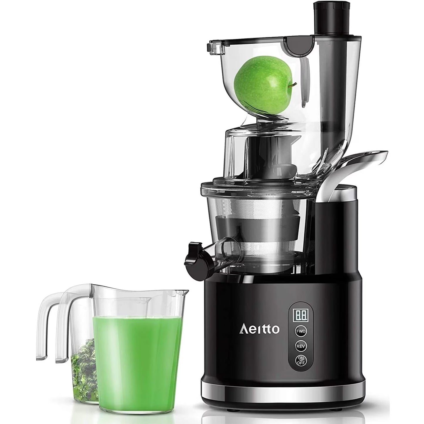 Perssia AeittoPro Cold Press Juicer — 3.3" Wide‑Chute, High‑Yield Slow Masticating Juicer (Black)