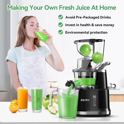 Perssia AeittoPro Cold Press Juicer — 3.3" Wide‑Chute, High‑Yield Slow Masticating Juicer (Black)