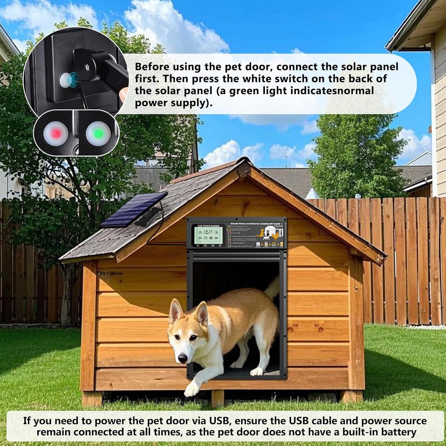 Perssia AutoPaw Smart Automatic Pet Door (Black) — Radar, Timer & Light‑Sensor Pet Access Door