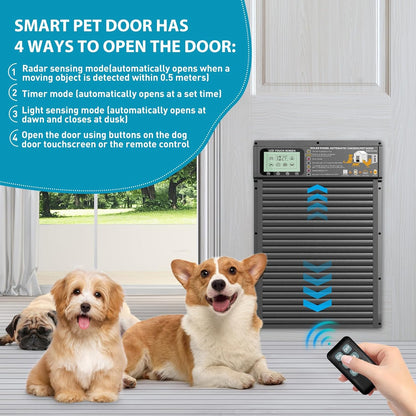 Perssia AutoPaw Smart Automatic Pet Door (Black) — Radar, Timer & Light‑Sensor Pet Access Door