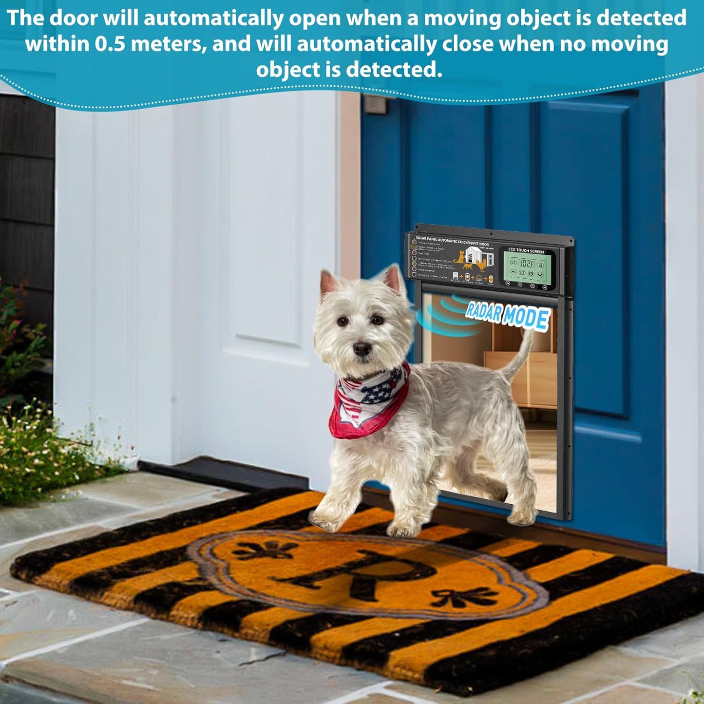 Perssia AutoPaw Smart Automatic Pet Door (Black) — Radar, Timer & Light‑Sensor Pet Access Door