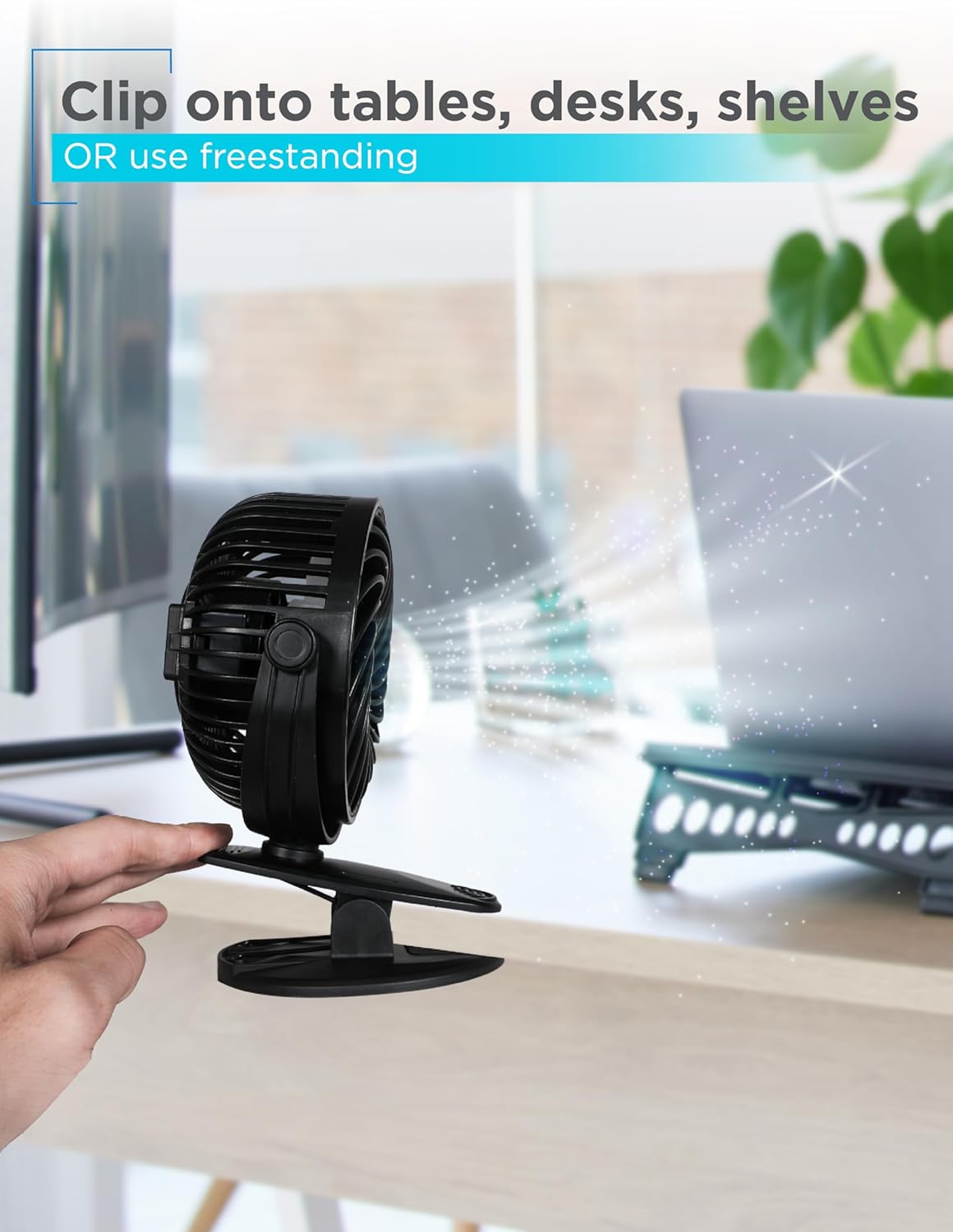 Perssia BLACK DECKER Cooling Fan — Clip‑On & Standing 4" Portable Desk Fan (2‑Pack, Black)