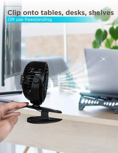 Perssia BLACK DECKER Cooling Fan — Clip‑On & Standing 4" Portable Desk Fan (2‑Pack, Black)