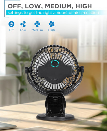 Perssia BLACK DECKER Cooling Fan — Clip‑On & Standing 4" Portable Desk Fan (2‑Pack, Black)