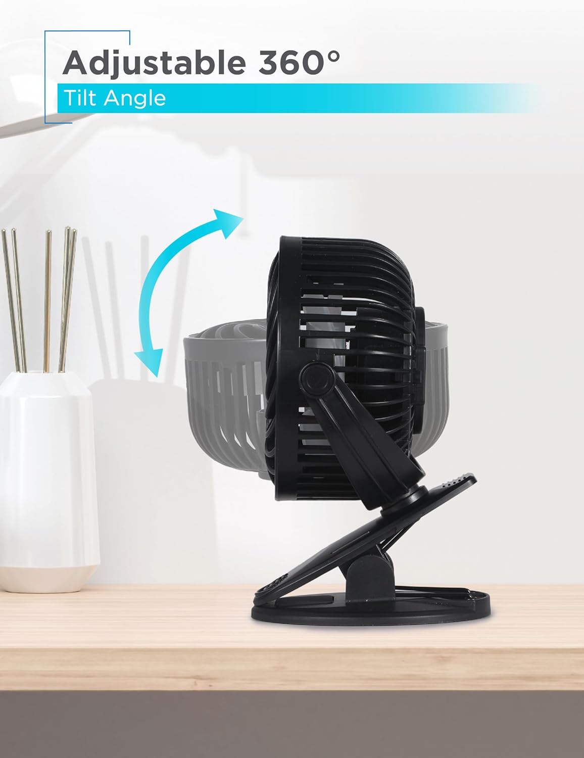 Perssia BLACK DECKER Cooling Fan — Clip‑On & Standing 4" Portable Desk Fan (2‑Pack, Black)