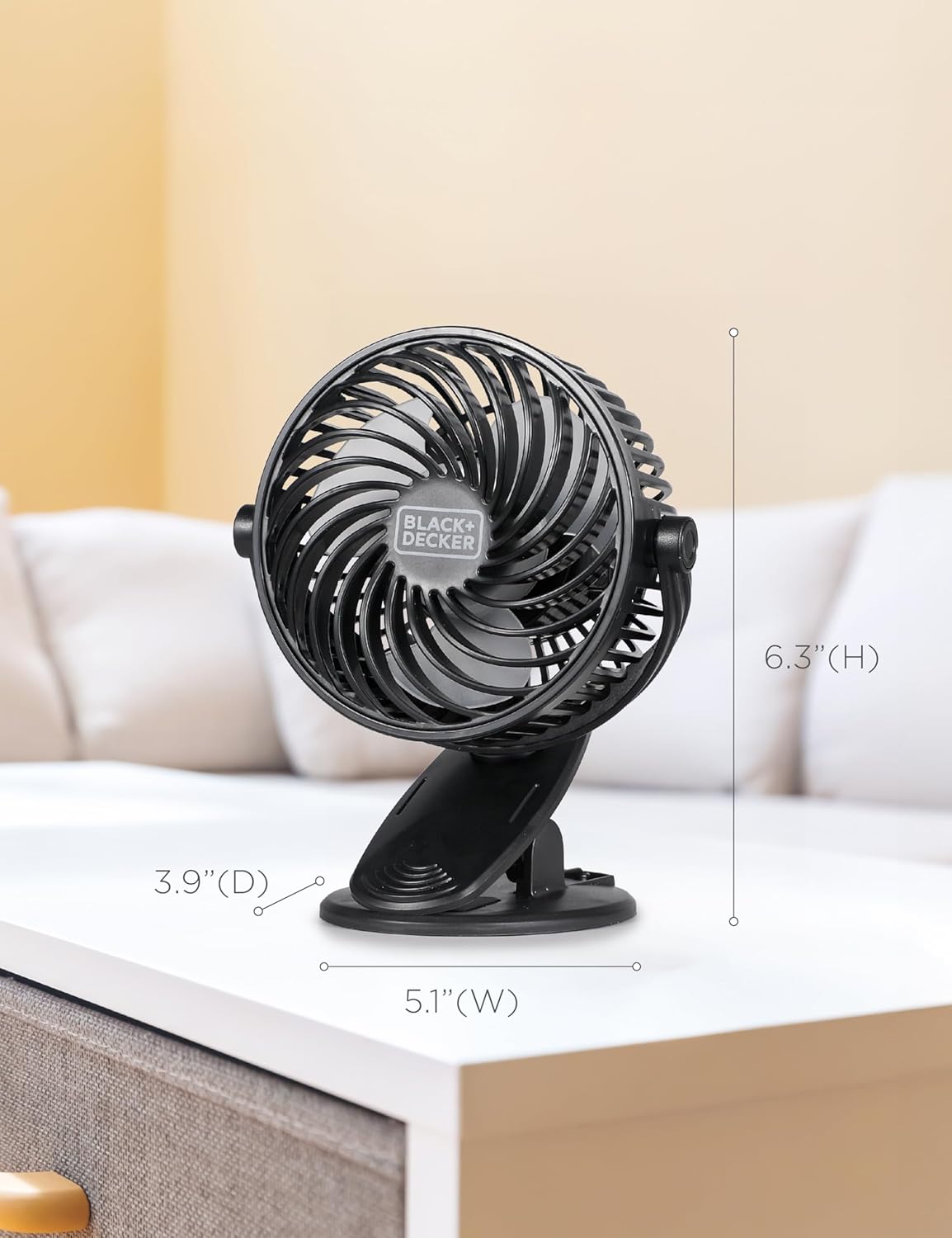 Perssia BLACK DECKER Cooling Fan — Clip‑On & Standing 4" Portable Desk Fan (2‑Pack, Black)