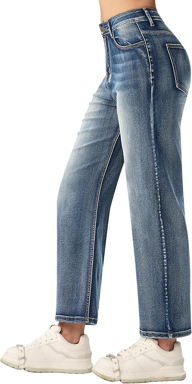 Perssia BarrelForm™ High‑Waisted Balloon Jeans — Wide‑Leg Cropped Stretch Denim (Blue)