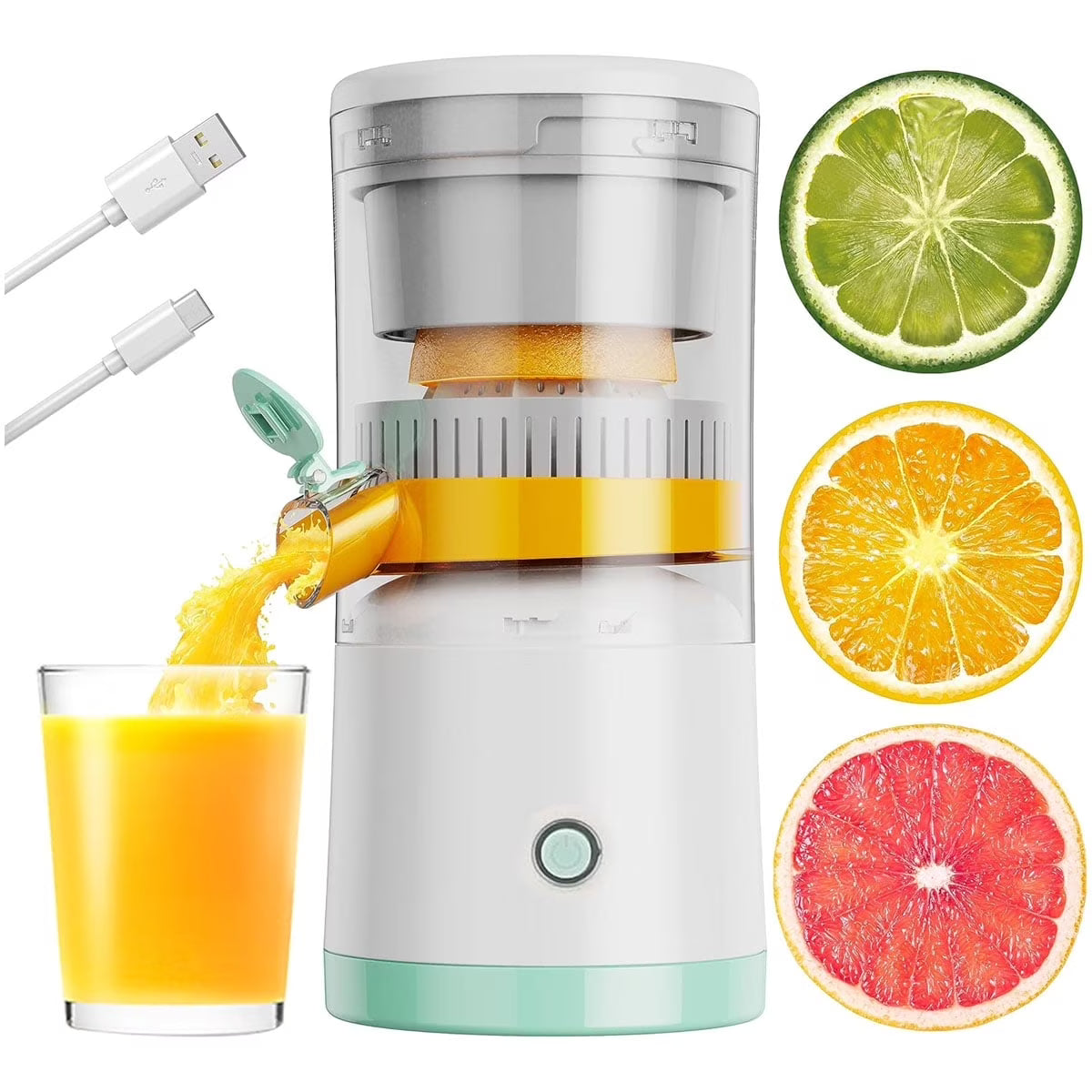 Perssia CitrusCharge Electric Citrus Juicer — Rechargeable 45W Type‑C Fresh Juice Extractor (White)