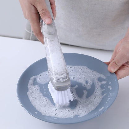 Perssia CleanPress Cleaning Brush 2‑in‑1 — Built‑In Soap Dispenser & Dual Brush Heads