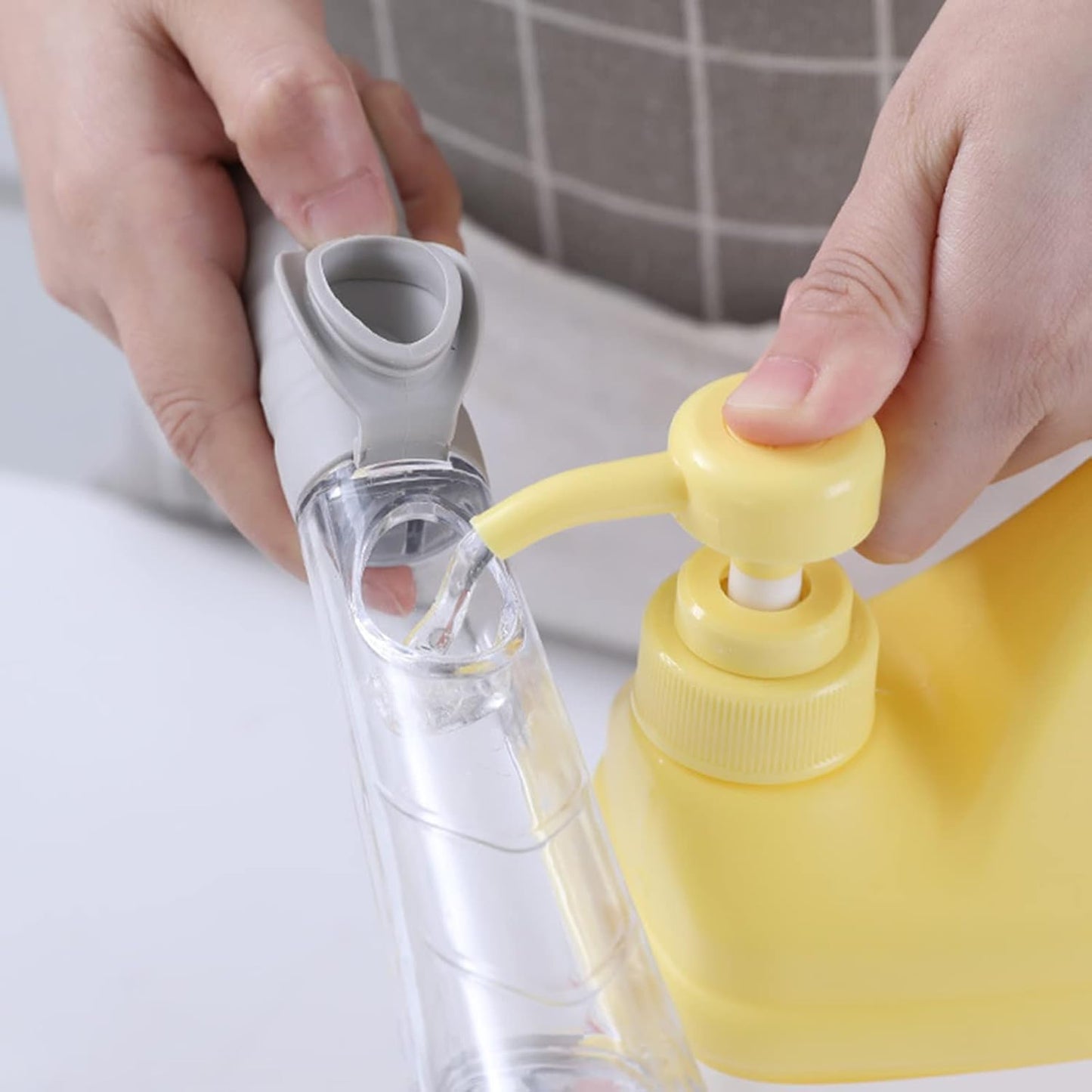 Perssia CleanPress Cleaning Brush 2‑in‑1 — Built‑In Soap Dispenser & Dual Brush Heads