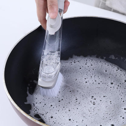 Perssia CleanPress Cleaning Brush 2‑in‑1 — Built‑In Soap Dispenser & Dual Brush Heads