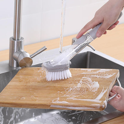 Perssia CleanPress Cleaning Brush 2‑in‑1 — Built‑In Soap Dispenser & Dual Brush Heads