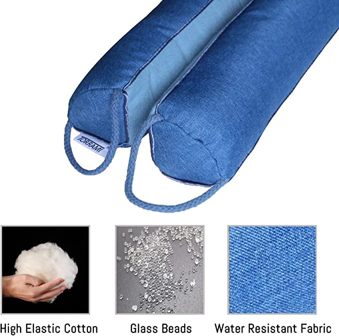Perssia DraftGuard Weighted Door Draft Stopper (Blue, 38")