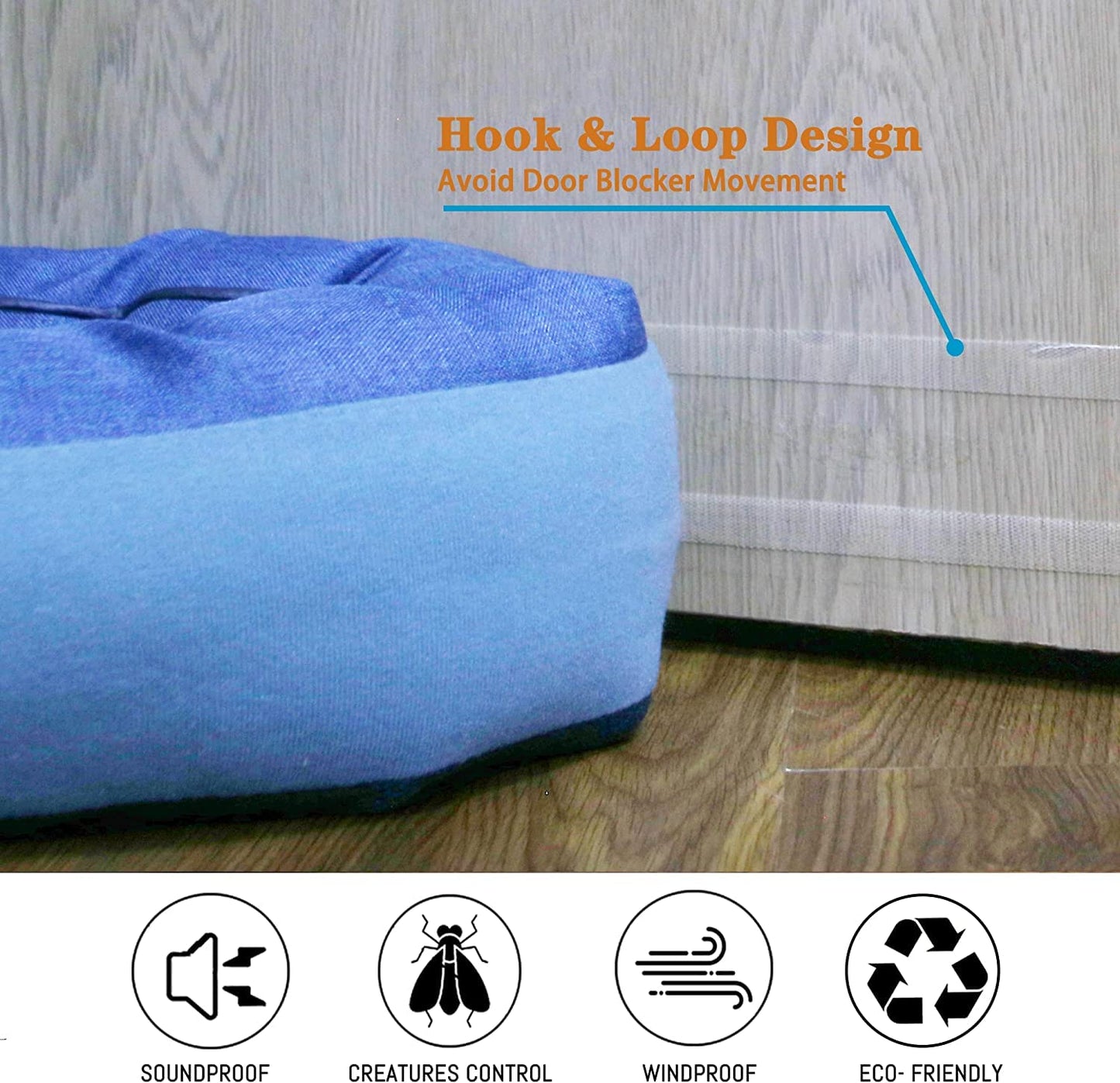 Perssia DraftGuard Weighted Door Draft Stopper (Blue, 38")