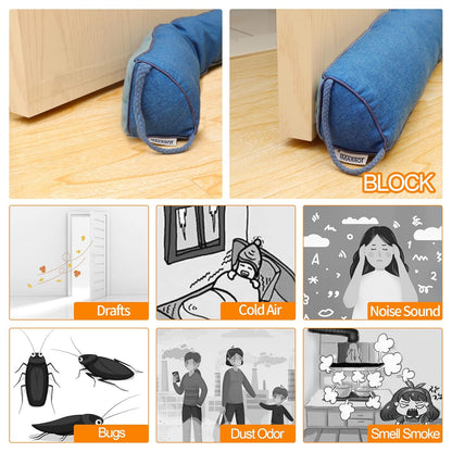 Perssia DraftGuard Weighted Door Draft Stopper (Blue, 38")