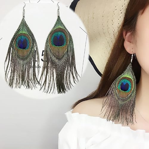 Perssia FeatherLuxe Earrings — Green Statement Feather Earrings (Lightweight & Stylish)