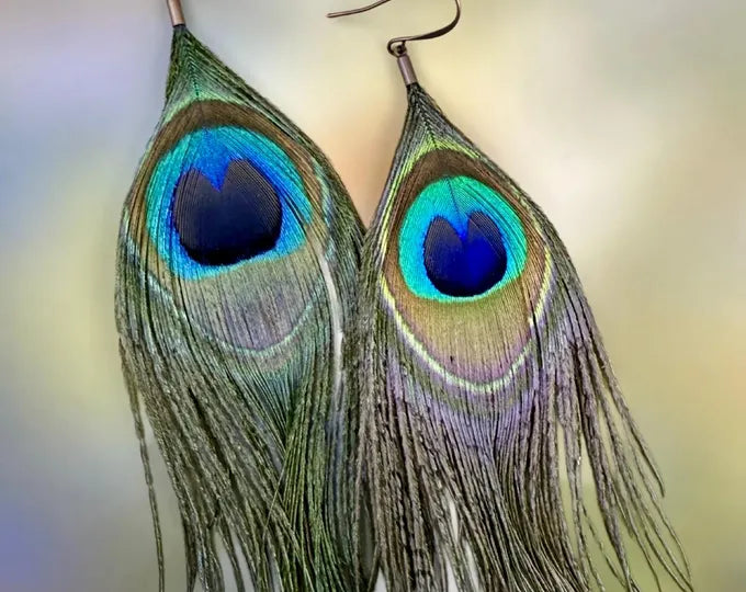 Perssia FeatherLuxe Earrings — Green Statement Feather Earrings (Lightweight & Stylish)