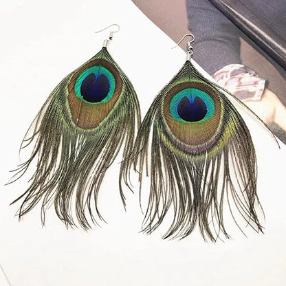 Perssia FeatherLuxe Earrings — Green Statement Feather Earrings (Lightweight & Stylish)