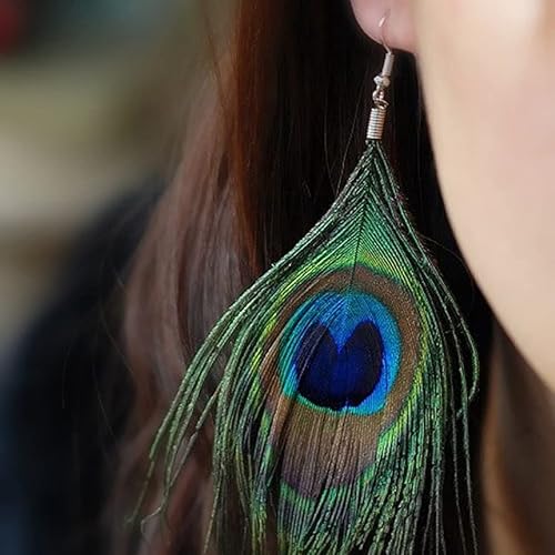 Perssia FeatherLuxe Earrings — Green Statement Feather Earrings (Lightweight & Stylish)
