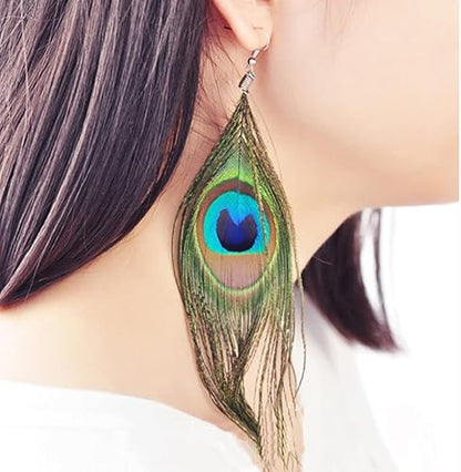 Perssia FeatherLuxe Earrings — Green Statement Feather Earrings (Lightweight & Stylish)