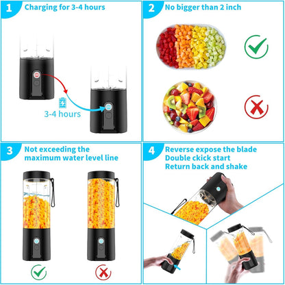 Perssia FreshBlend Mini Portable Juicer — Compact USB Rechargeable Smoothie Maker