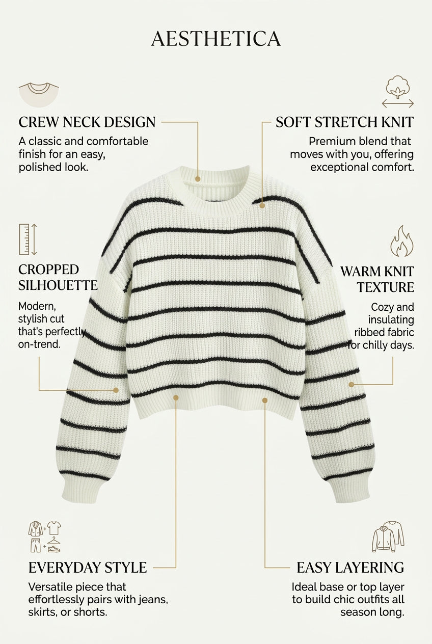 White sweater with black stripes on a white background