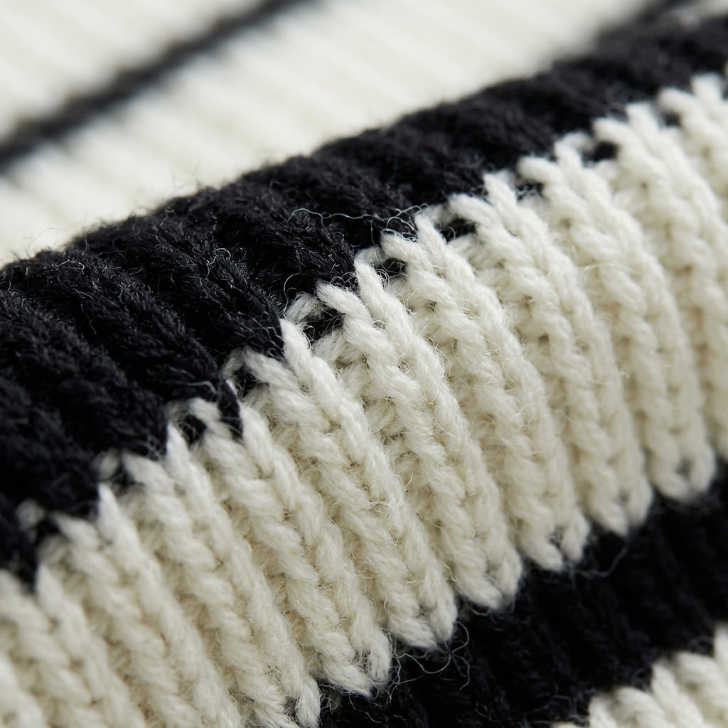White sweater with black stripes on a white background
