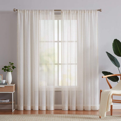 Perssia LinenGlow Sidelight French Door Curtains — 72" Linen‑Blend Sheer Door Panels