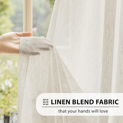 Perssia LinenGlow Sidelight French Door Curtains — 72" Linen‑Blend Sheer Door Panels