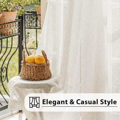 Perssia LinenGlow Sidelight French Door Curtains — 72" Linen‑Blend Sheer Door Panels