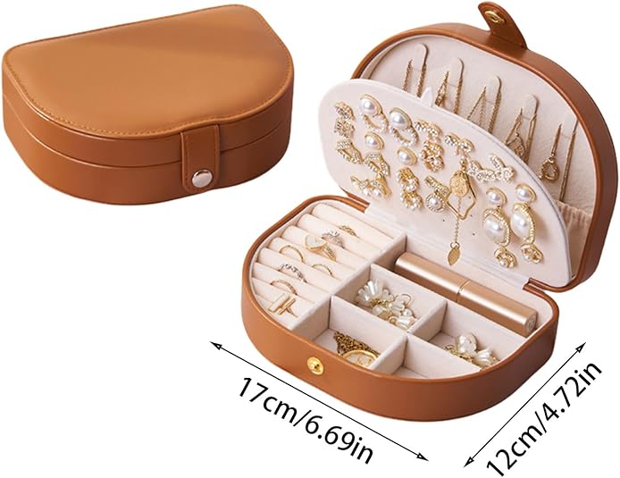 Perssia LuxeVoyage Jewelry Case 3‑Layer Travel — Portable PU Leather Organizer