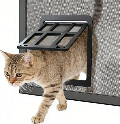 Perssia PurrPass Cat Screen Door 4‑Way Lockable Cat Screen Door — Magnetic Auto‑Close Pet Access Door