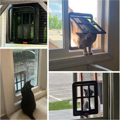 Perssia PurrPass Cat Screen Door 4‑Way Lockable Cat Screen Door — Magnetic Auto‑Close Pet Access Door