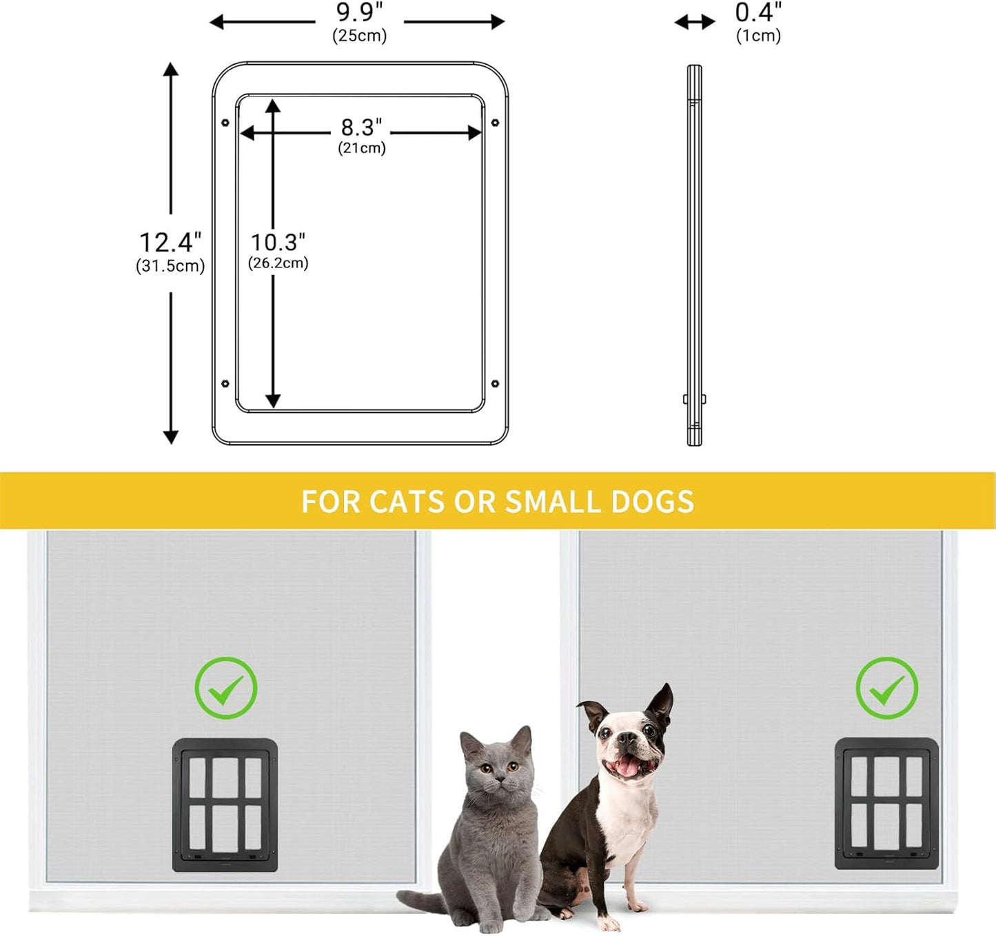 Perssia PurrPass Cat Screen Door 4‑Way Lockable Cat Screen Door — Magnetic Auto‑Close Pet Access Door