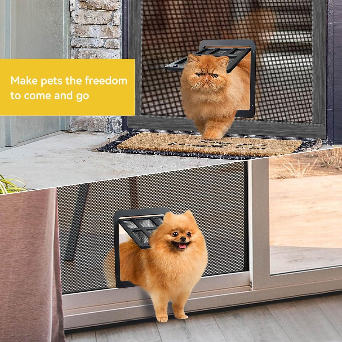 Perssia PurrPass Cat Screen Door 4‑Way Lockable Cat Screen Door — Magnetic Auto‑Close Pet Access Door