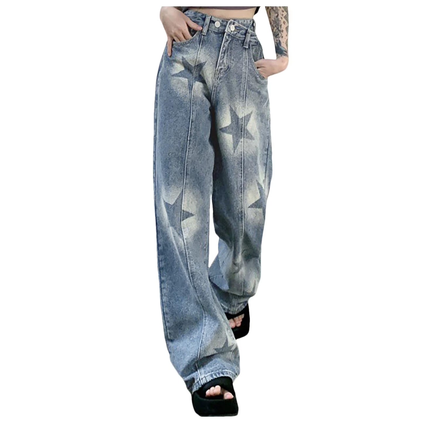 Perssia RebelCurve Wide‑Leg Jeans Women's Irregular High Waist