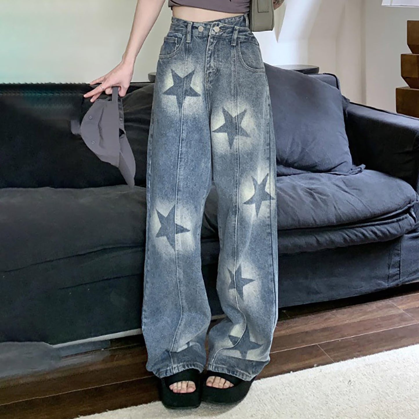 Perssia RebelCurve Wide‑Leg Jeans Women's Irregular High Waist