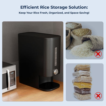 Perssia SmartDispense Rice Container 25LB — Airtight Grain Storage with Measuring Cup