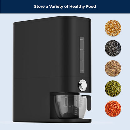 Perssia SmartDispense Rice Container 25LB — Airtight Grain Storage with Measuring Cup