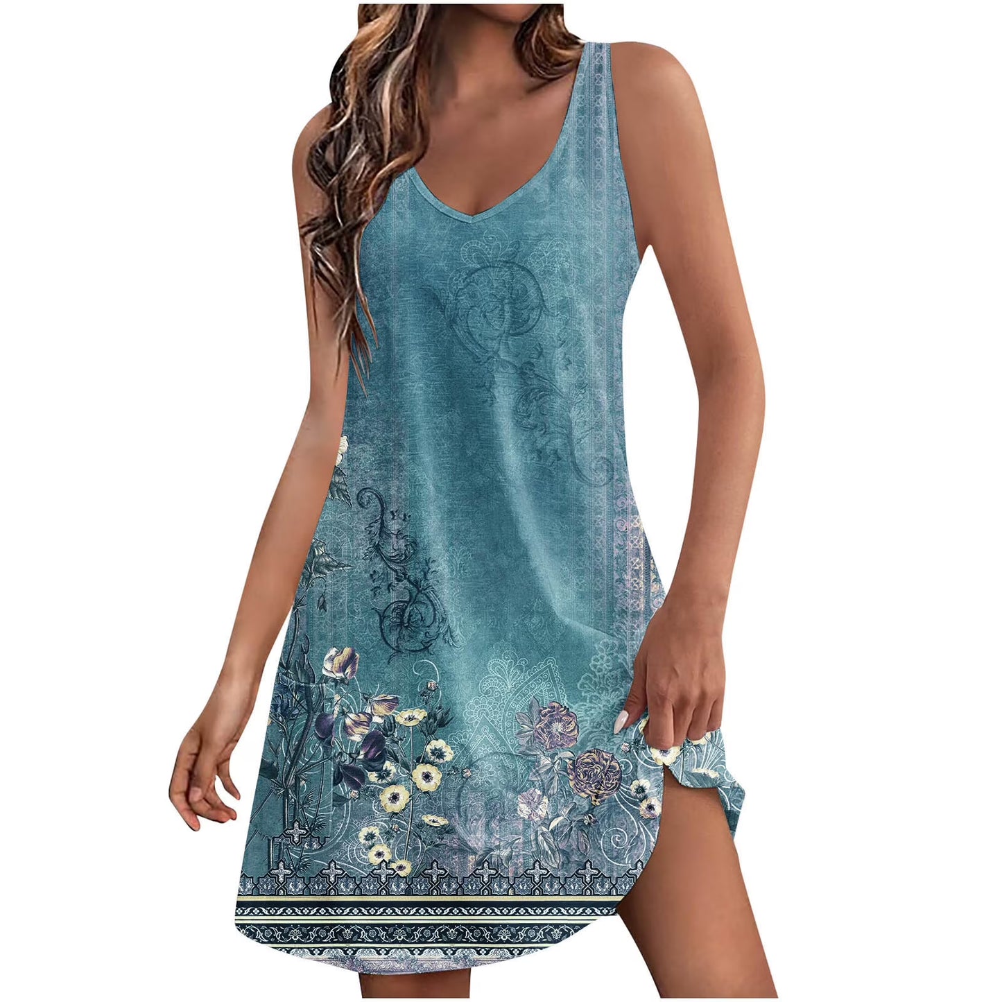 Perssia SummerBloom Flowy Floral Dress — Cute Short Beach Dress for Women