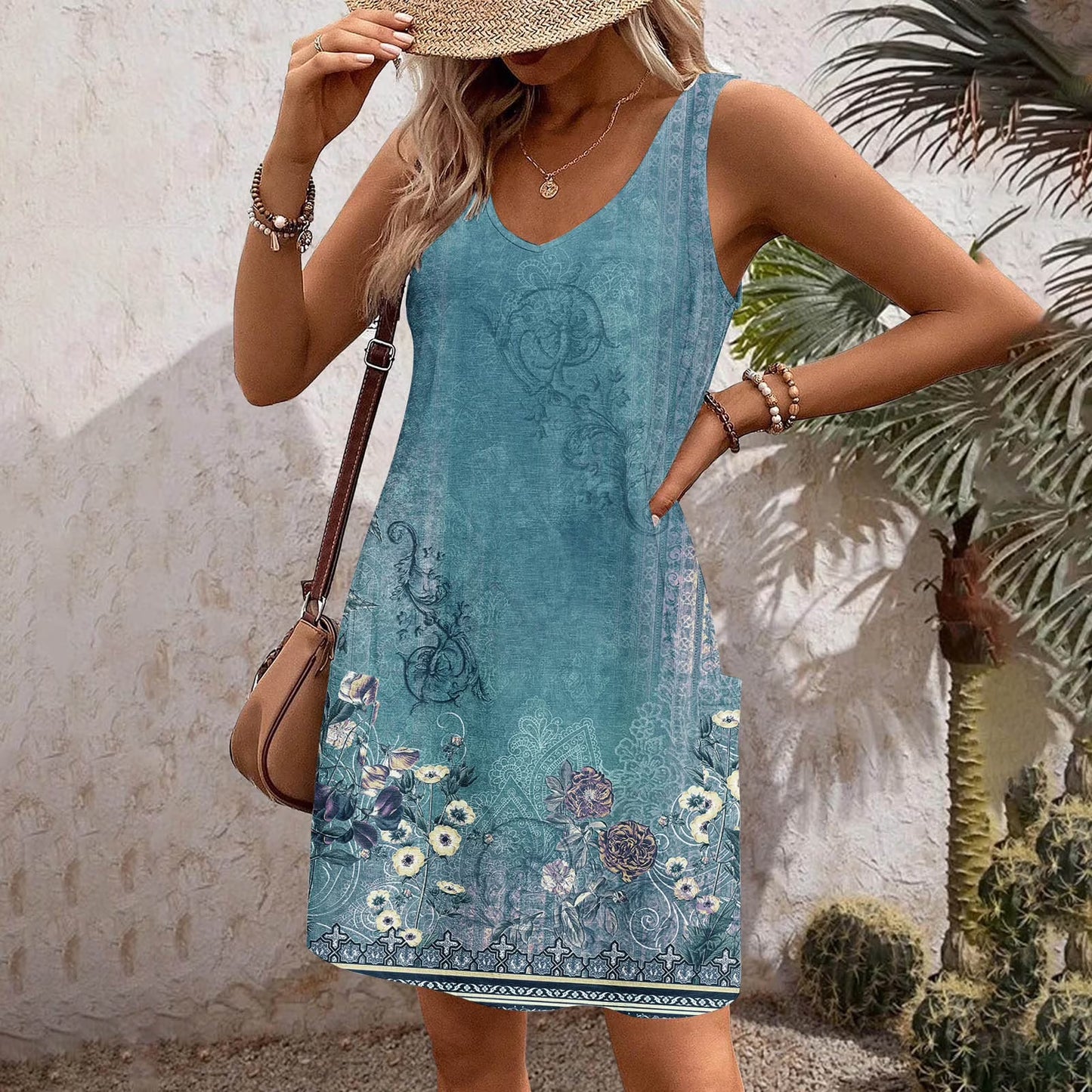 Perssia SummerBloom Flowy Floral Dress — Cute Short Beach Dress for Women