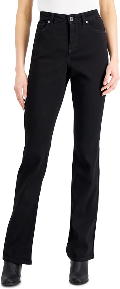 Perssia Thermo Bootcut Jeans High‑Waisted Fleece‑Lined — Black (L / 12–14)