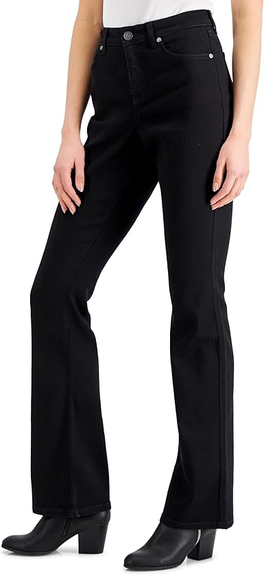 Perssia Thermo Bootcut Jeans High‑Waisted Fleece‑Lined — Black (L / 12–14)
