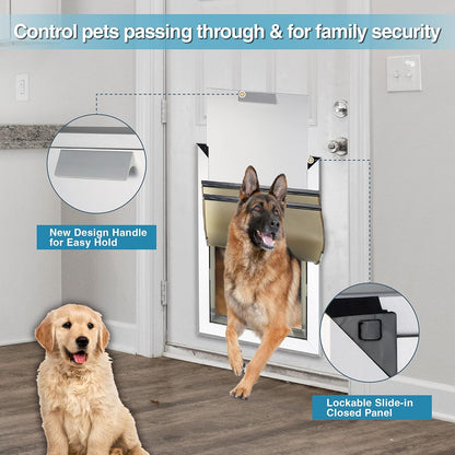 Perssia TitanPaw XXL Dog Door — Heavy Aluminum‑Duty Double‑Flap Door for Giant Breeds (Up to 220 lbs)