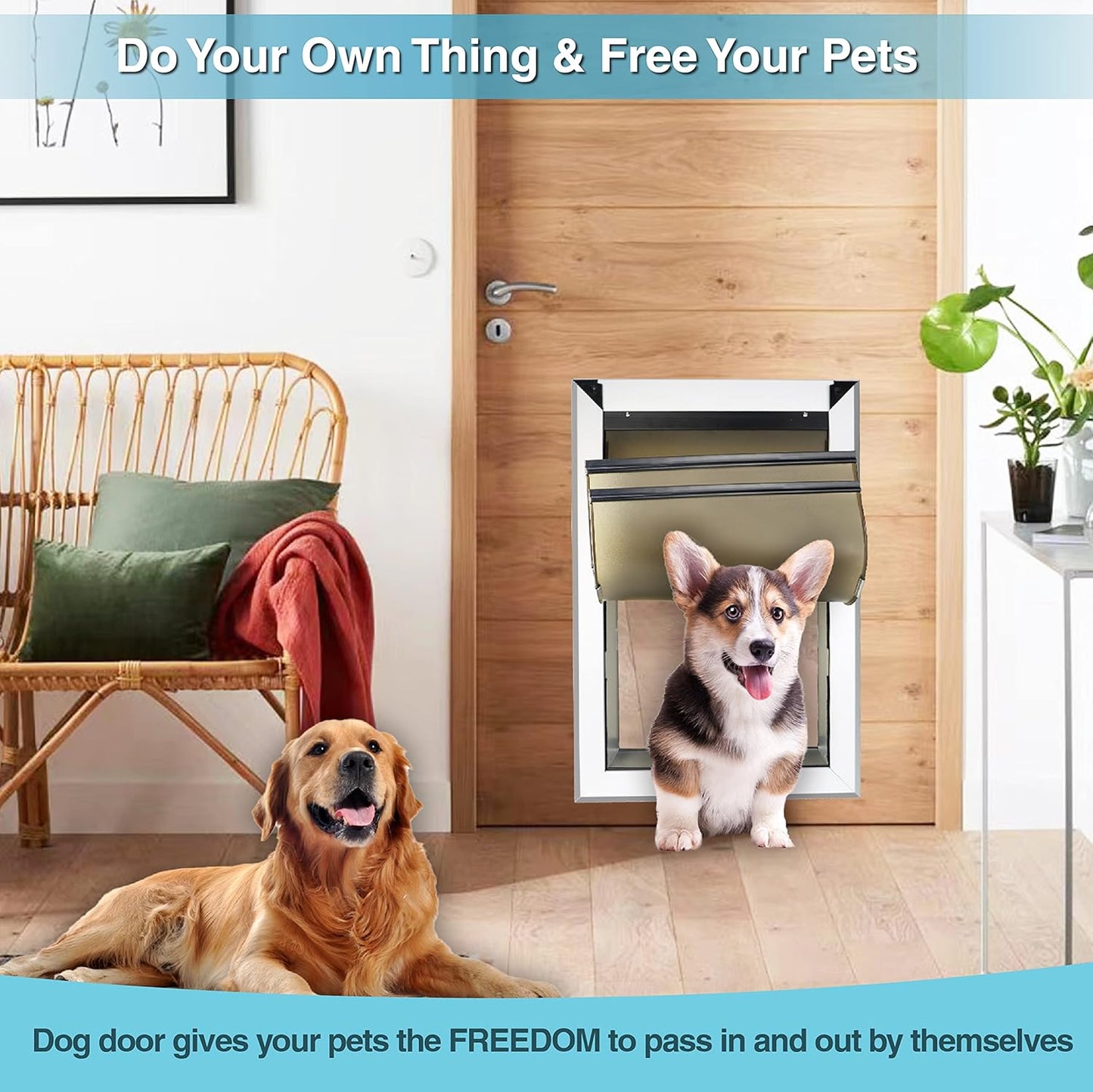 Perssia TitanPaw XXL Dog Door — Heavy Aluminum‑Duty Double‑Flap Door for Giant Breeds (Up to 220 lbs)