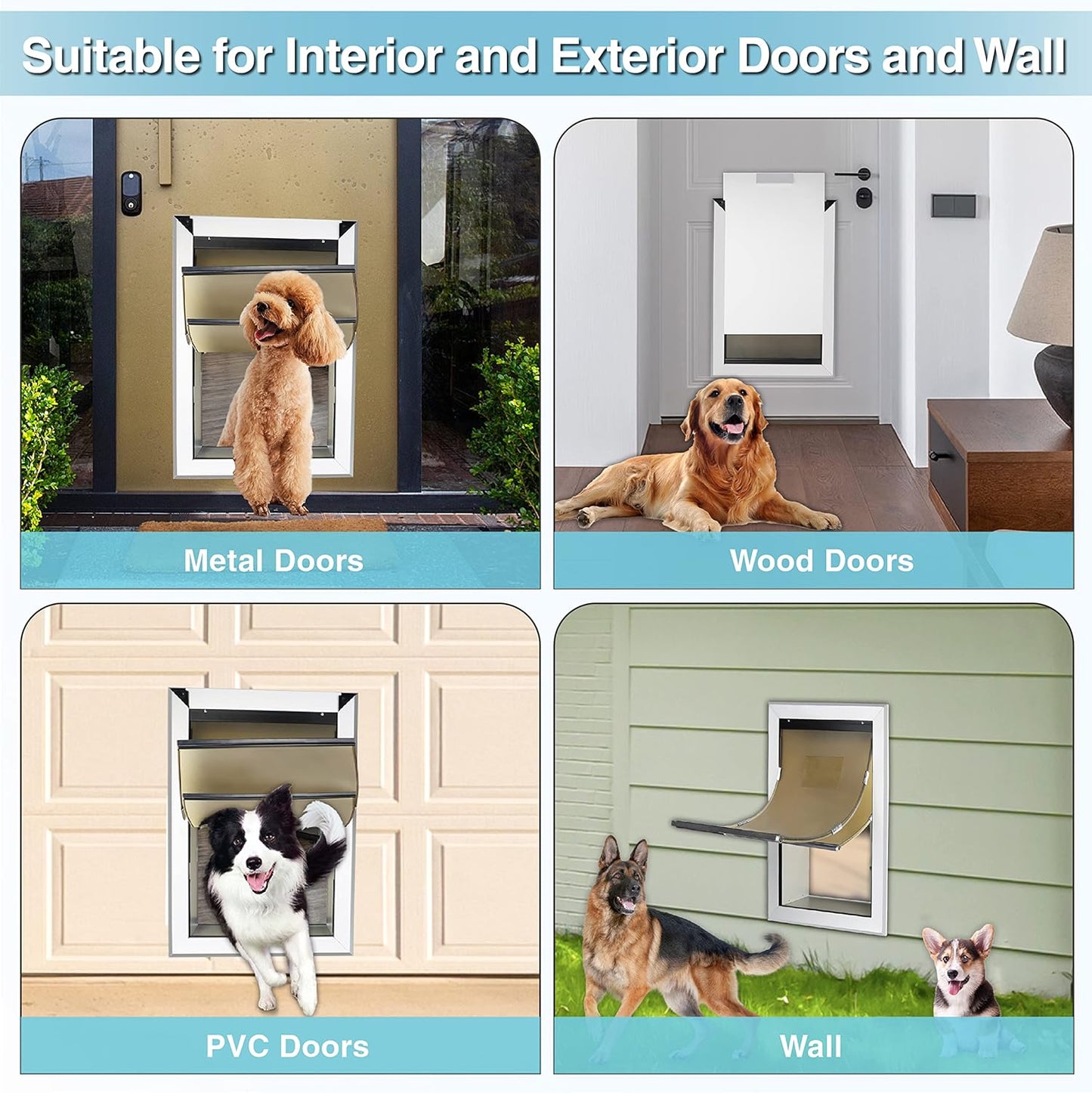 Perssia TitanPaw XXL Dog Door — Heavy Aluminum‑Duty Double‑Flap Door for Giant Breeds (Up to 220 lbs)