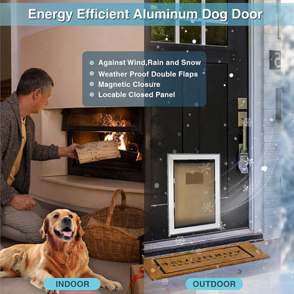 Perssia TitanPaw XXL Dog Door — Heavy Aluminum‑Duty Double‑Flap Door for Giant Breeds (Up to 220 lbs)