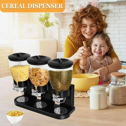 Perssia TriServe Cereal Dispenser — Large‑Capacity • Triple Canister • Countertop Storage