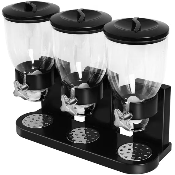 Perssia TriServe Cereal Dispenser — Large‑Capacity • Triple Canister • Countertop Storage